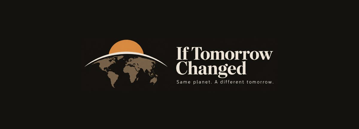 If Tomorrow Changed logosu: karanlık bir dünyanın üzerinden doğan turuncu güneş
